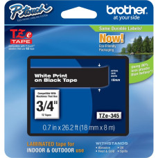 BROTHER TZE-345 LAMINATED TAPE 18MM 8M WHITE ON BLACK BROTHER TZE-345 LAMINATED TAPE 18MM 8M WHITE ON BLACK