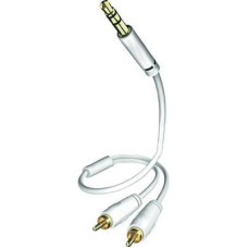 Audio elosztókábel 3,5mm-es sztereó jack - 2db RCA dugó 0,5m fehér Inakustik