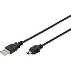 USB k&aacute;bel [1x USB 2.0 dug&oacute; A - 1x USB 2.0 dug&oacute; Mini-B]1 m Fekete Digitus