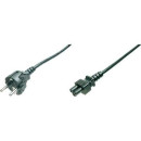 3 pólusú notebook hálózati tápkábel [230V földelt dugó - C5 aljzat] 0.75m fekete színű Digitus AK-440115-008-S