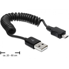 DELOCK kábel USB 2.0-A male to USB micro-B male, spirál kábel DELOCK kábel USB 2.0-A male to USB micro-B male, spirál kábel