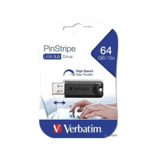 VERBATIM Pendrive, 64GB, USB 3.0, VERBATIM "Pinstripe", fekete