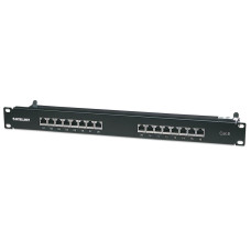 Intellinet Patch panel FTP kat6 16-portos RJ45 19'' 1U, polc, fekete 720021