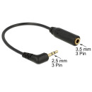 Delock Audio Cable Stereo jack 2.5 mm 3 pin male  Stereo jack 3.5 mm 3 pin female angled 65672