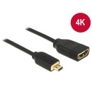 Delock kábel Gyors-sebességű HDMI Ethernettel - HDMI micro-D apa véggel / HDMI-A anya 3D 4K 20 cm 65687