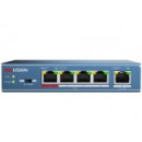 Hikvision DS-3E0105P-E PoE switch, 10/100, 4x PoE(58W) + 1x uplink port, L2, nem menedzselhető