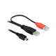 Delock 2 USB A  USB mini B 5pin M/M adatkábel 1m fekete