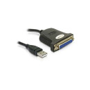Delock USB A -&gt, Parallel IEEE-1284 M/F adapter 0.8m fekete