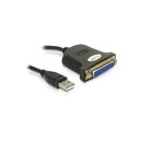 Delock USB A ->, Parallel IEEE-1284 M/F adapter 0.8m fekete Delock USB A ->, Parallel IEEE-1284 M/F adapter 0.8m fekete