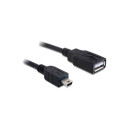 Delock USB A - USB mini B 5pin F/M adatkábel 0.5m fekete Delock USB A - USB mini B 5pin F/M adatkábel 0.5m fekete