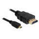Delock HDMI 1.4 <,->, HDMI micro D M/M video jelkábel 1m Delock HDMI 1.4 <,->, HDMI micro D M/M video jelkábel 1m