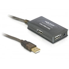 Delock USB 2.0 hosszabbító kábel, 10 m aktív, 4 portos Hub 82748