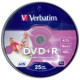 Verbatim DVD+R írható DVD lemez 4,7GB matt szélesen nyomtatható 25db hengeres