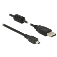 Delock USB 2.0-s k&aacute;bel A-t&iacute;pus&uacute; csatlakoz&oacute;dug&oacute;val  USB 2.0 Mini-B csatlakoz&oacute;dug&oacute;val, 3,0 m, fekete 84915