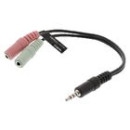 Valueline Sztereó Audio Kábel 3.5 mm-es Dugasz - 2 db 3.5 mm-es Aljzat 0.20 m Fekete VLAP22150B02