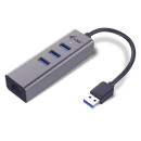 i-tec USB 3.0 Metal 3 port HUB Gigabit Ethernet 1x USB 3.0 to RJ-45 3x USB 3.0 U3METALG3HUB
