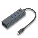 i-tec USB C Metal 3 port HUB Gigabit Ethernet 1x USB C to RJ-45 3x USB 3.0 LED C31METALG3HUB