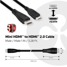 CLUB3D Mini HDMI - HDMI 2.0 1m k&aacute;bel CAC-1350