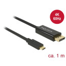 Delock Kábel USB Type-C csatlakozó  Displayport csatlakozó (DP váltakozó mód) 4K 60 Hz, 1 m, fekete 85255