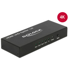 Delock 18684 HDMI UHD-es elosztó 1 x HDMI-bemenet 4 x HDMI-kimenet 4K Delock 18684 HDMI UHD-es elosztó 1 x HDMI-bemenet 4 x HDMI-kimenet 4K