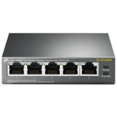 TP-LINK Switch 5x100Mbps asztali fémházas (4 port PoE 802.3 af 58 watt) TL-SF1005P