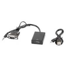 Lanberg adapter VGA(F) + audio 3.5mm - HDMI(M) 20cm AD-0021-BK