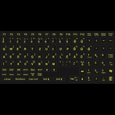 Billentyűzet matrica HU vil&aacute;g&iacute;t&oacute; vil&aacute;gos z&ouml;ld betű fekete alapon