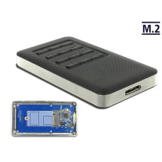 Delock Külso ház M.2 B kulcsmodul 42 mm SSD-hez  USB 3.0 Micro B-típusú anya titkosítás funkcióval 42594