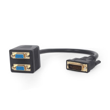 Gembird passive DVI-I male to dual VGA female adapter/splitter, 0.3m, black A-DVI-2VGA-01 Gembird passive DVI-I male to dual VGA female adapter/splitter, 0.3m, black A-DVI-2VGA-01