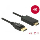 DELOCK kábel Displayport 1.2 male to HDMI male 4K passzív, 2m, fekete 85317 DELOCK kábel Displayport 1.2 male to HDMI male 4K passzív, 2m, fekete 85317