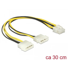 Delock T&aacute;pk&aacute;belt 2 x 4 tűs Molex apa csatlakoz&oacute;  8 &eacute;rintkezős EPS dug&oacute; 30 cm 85453