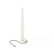 Delock WLAN 802.11 b/g/n Antenna MHF dugó 3 dBi irányított, 1.13 12 cm, flexibilis, klipsz, fehér 89619