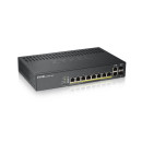 ZYXEL Switch 8x Gigabit POE + 2x Gigabit Combo (RJ45/SFP) standalone vagy NebulaFlex Cloud Smart Menedzselhető (130W) GS1920-8HPV2-EU0101F