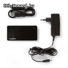 USB3 HUB 4 Port+tápegység Nedis UHUBU3420BK Black USB3 HUB 4 Port+tápegység Nedis UHUBU3420BK Black
