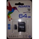 ADATA 64GB Premier Pro MICROSDXC, R/W up to 100/80 MB/s, Adapterrel AUSDX64GUI3V30SA2-RA ADATA 64GB Premier Pro MICROSDXC, R/W up to 100/80 MB/s, Adapterrel AUSDX64GUI3V30SA2-RA