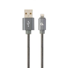 Gembird Premium spiral metal 8-pin charging and data cable, 1m, metallic-grey CC-USB2S-AMLM-1M-BG Gembird Premium spiral metal 8-pin charging and data cable, 1m, metallic-grey CC-USB2S-AMLM-1M-BG