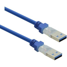 USB 3.0 csatlakozókábel, 1x USB 3.0 dugó A - 1x USB 3.0 dugó A, 1 m, kék, aranyozott, renkforce