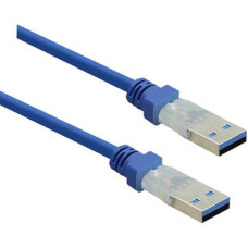 USB 3.0 csatlakozókábel, 1x USB 3.0 dugó A - 1x USB 3.0 dugó A, 2 m, kék, aranyozott, renkforce