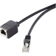 RJ45 H&aacute;l&oacute;zat Hosszabb&iacute;t&oacute;k&aacute;bel CAT 5e F/UTP 3 m Fekete V&eacute;dővel, Aranyozatt &eacute;rintkező Renkforce