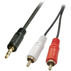 RCA / Jack Audio Csatlakoz&oacute;k&aacute;bel [2x RCA dug&oacute; - 1x Jack alj, 3,5 mm-es] 3 m Fekete LINDY
