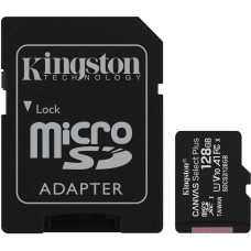 KINGSTON Mem&oacute;riak&aacute;rtya MicroSDXC 128GB Canvas Select Plus 100R A1 C10 + Adapter SDCS2/128GB