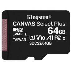 Kingston 64GB micSDXC Canvas Select Plus 100R A1 C10 Single Pack w/o ADP SDCS2/64GBSP