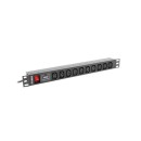 LANBERG PDU-10I-0200-IEC-BK Lanberg PDU 1U 10A 10 sockets IEC C13 2m Black PDU-10I-0200-IEC-BK