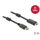DELOCK kábel Displayport 1.2 to HDMI 4K 60Hz aktív, 2m 85956