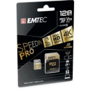EMTEC Memóriakártya, microSDXC, 128GB, UHS-I/U3/V30/A2, 100/95 MB/s, adapter, EMTEC "SpeedIN" ECMSDM128GXC10SP