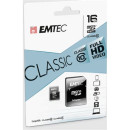 EMTEC Memóriakártya, microSDHC, 32GB, CL10, 20/12 MB/s, adapter, EMTEC "Classic" ECMSDM32GHC10CG