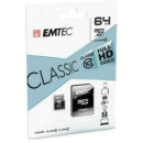 EMTEC Memóriakártya, microSDXC, 64GB, CL10, 20/12 MB/s, adapter, EMTEC "Classic" ECMSDM64GXC10CG
