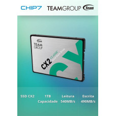 TEAM GROUP CX2 1TB SATA3 6Gb/s 2.5inch SSD 540/490 MB/s T253X6001T0C101 TEAM GROUP CX2 1TB SATA3 6Gb/s 2.5inch SSD 540/490 MB/s T253X6001T0C101