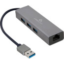 Gembird USB AM Gigabit Network Adapter With 3-port USB 3.0 Hub Grey A-AMU3-LAN-01