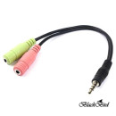 BLACKBIRD Átalakító Headset Stereo jack 1x 3.5mm 4 pin male to 2x 3.5mm 3 pin female (OMTP) BH1249